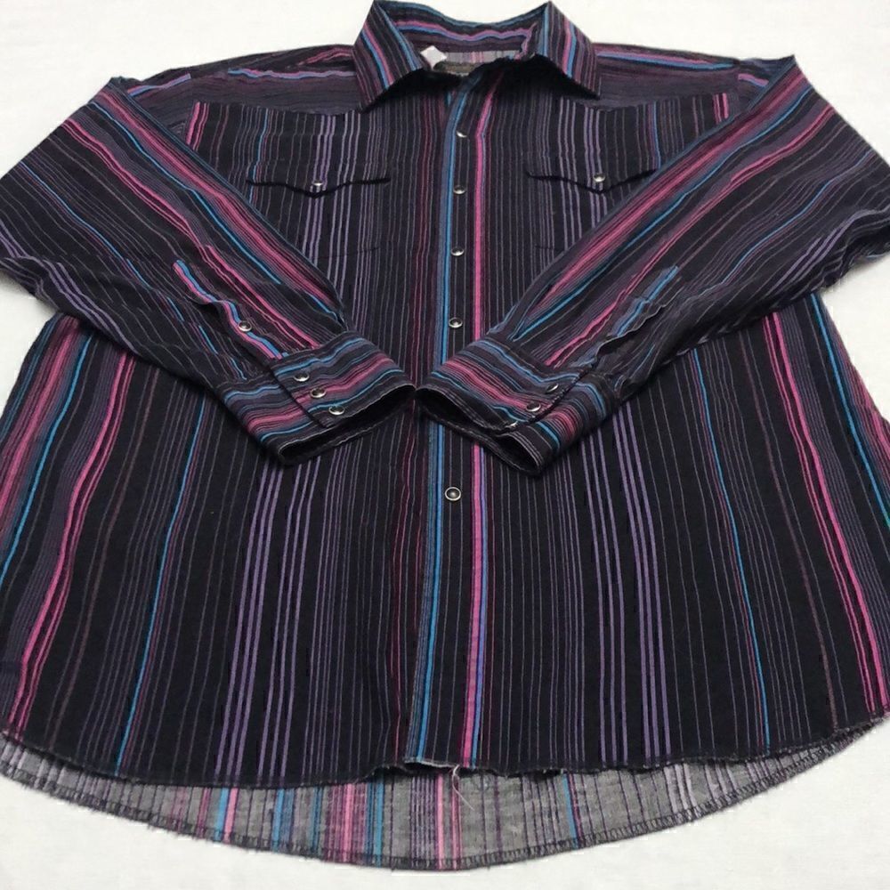 Vintage panhandle slim fit mens long sleeve. Western stripe size 17X35 - Picture 7 of 10